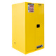 Justrite Yellow Vertical Drum Storage Cabinet - 2 Door Self-Close w/ Drum Rollers