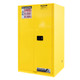 Justrite Yellow Vertical Drum Storage Cabinet - 2 Door Self-Close w/ Drum Rollers