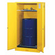 Justrite Yellow Vertical Drum Storage Cabinet - 2 Door Self-Close w/ Drum Rollers