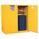 Justrite Yellow Vertical Drum Storage Cabinet - 2 Door Manual - 2x 55 Gallon Drums
