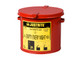 Justrite 09200 2 Gallon Countertop Oily Waste Can w/ Hand Operated Cover (Red)