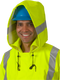 Lakeland FR/ARC Rated  32 in. L Rain Jacket w/ Hood, ANSI Class 3, Hi-Vis Yellow