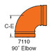 Shurjoint 7110 Grooved 90° Elbow Fitting, Ptd. Orange