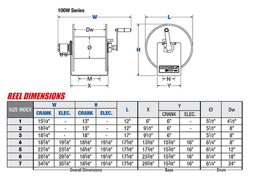 Coxreels 100W Series Large Capacity Welding Reel - 1/4 in. x 100