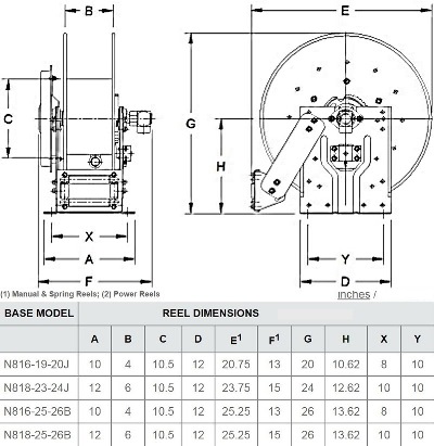 Hose reel - SS800 - HANNAY REELS - spring rewind / fixed / wall-mounted