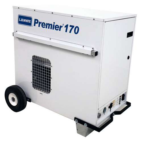 L.B. White Premier 80 2.0 Enclosed Flame Ductible 80,000 BTU LP Heater  w/Thermostat and Hose - John M. Ellsworth Co. Inc.
