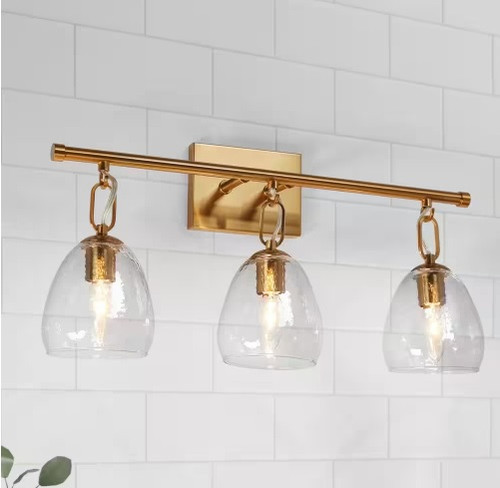Vanity 2 Light with Clear Seeded Glass in Olde Bronze 14.75"