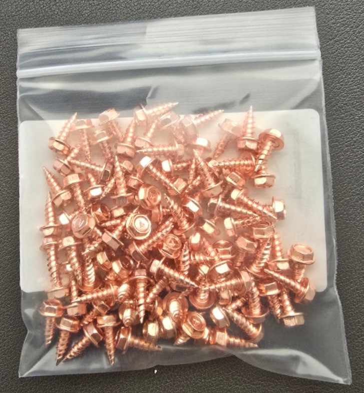 8 x 1/2 Self-Piercing Copper-Plated 410 Stainless Screws 100 PKG Back