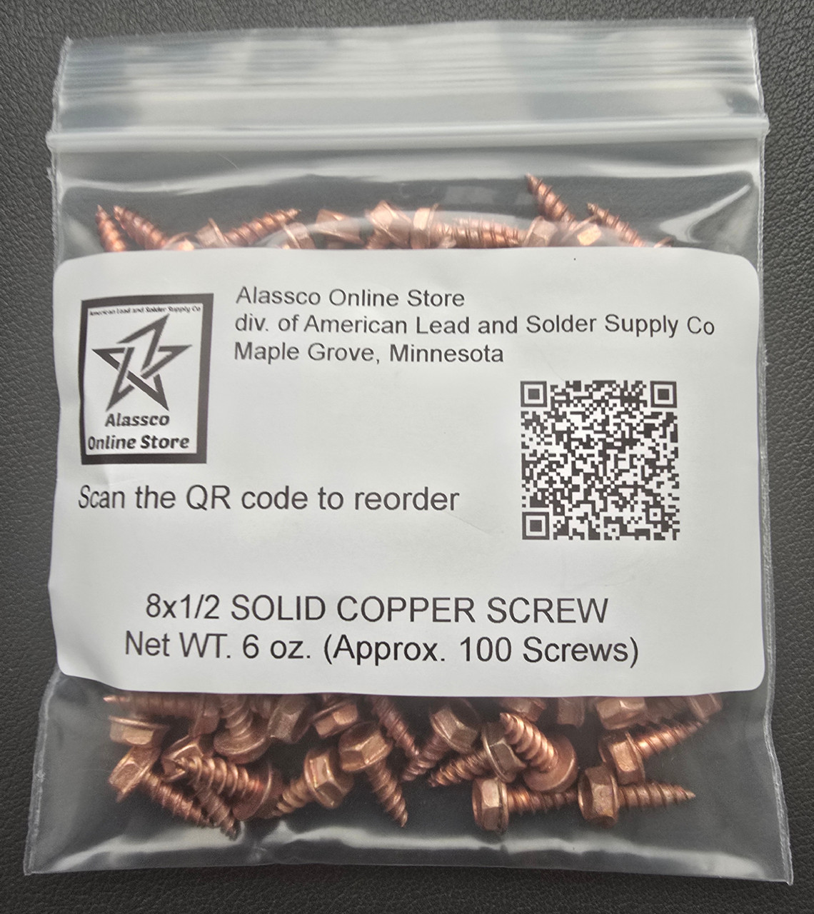 8x1/2 Solid Copper Screw Approx 100