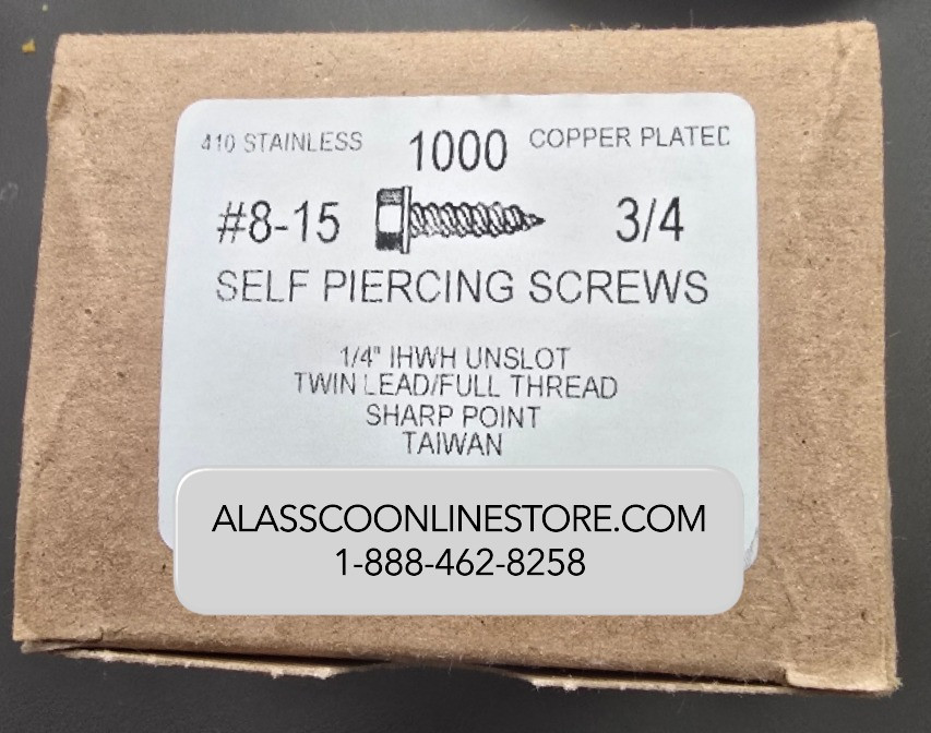 8 x 3-4 Self-Piercing Copper-Plated 410 Stainless Screws  Bulk 1000 CT Box
