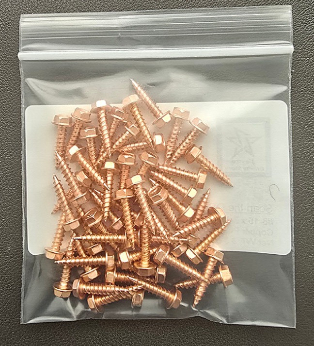 8 x 3-4 Self-Piercing Copper-Plated 410 Stainless Screws 50 PKG Back