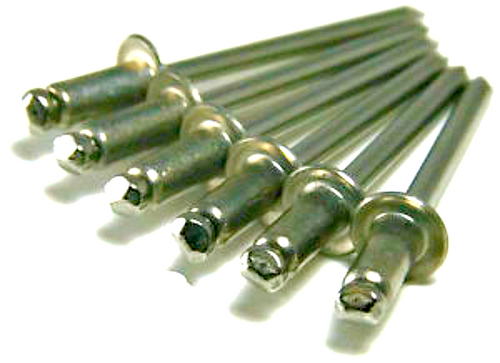 Stainless, Steel, Rivet, Mandrel, #44, 1/8", .125, Blind, Open-End, Domed, Button, Head, Pop