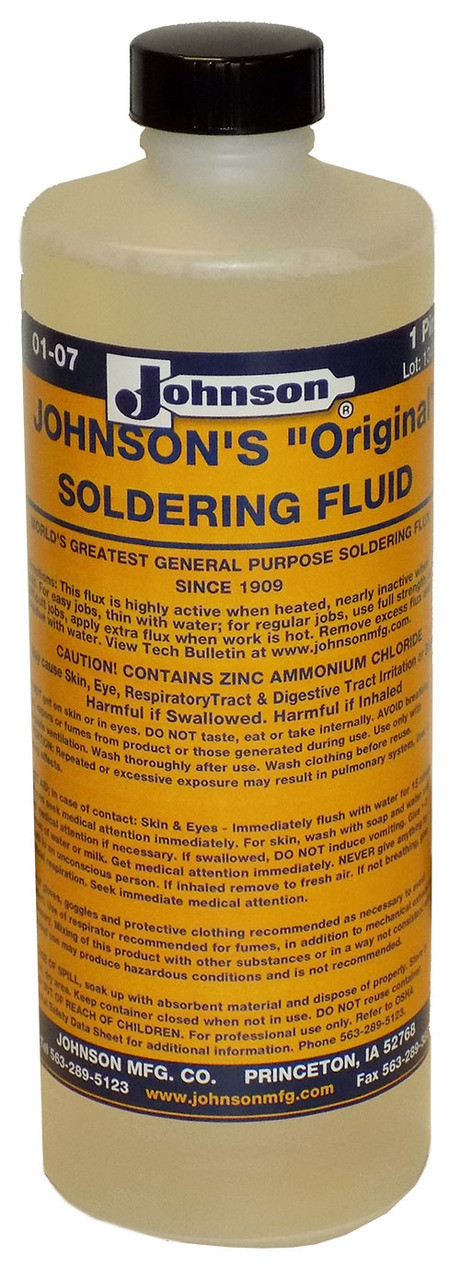 JOHNSON'S ORIGINAL SOLDERING FLUID PINT BOTTLE CASE OF 12 Alassco
