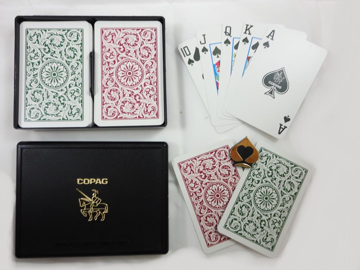 Copag 1546 Burg/Green Playing Cards -12 Sets - Reg. Index - Bridge