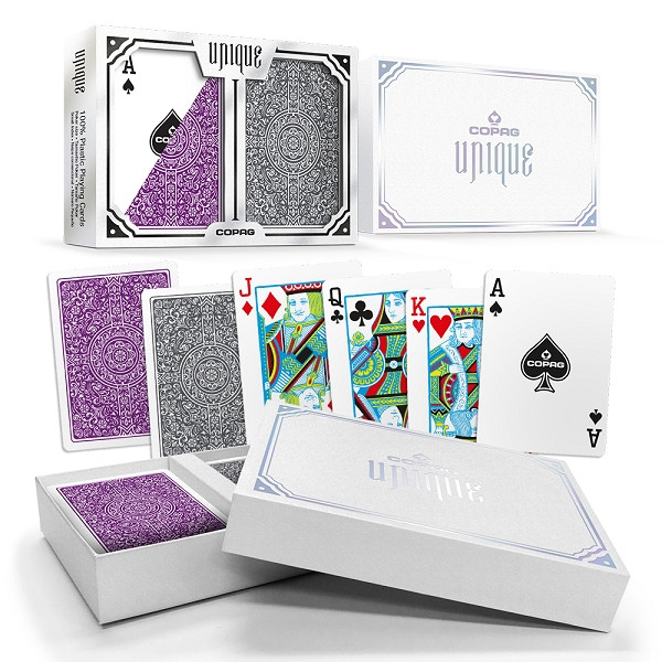 Copag Unique Plastic Playing Cards Poker Size Reg Index Purple/Grey