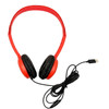 Soundnetic Red Disposable Stereo Bulk School Headsets USB-C Plug - Vinyl Earpads and in-line mic