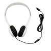 Soundnetic White Disposable Stereo Bulk School Headsets USB-C Plug - Vinyl Earpads and in-line mic