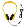 Soundnetic Yellow Disposable Stereo Bulk School Headsets USB-C Plug - Vinyl Earpads and in-line mic