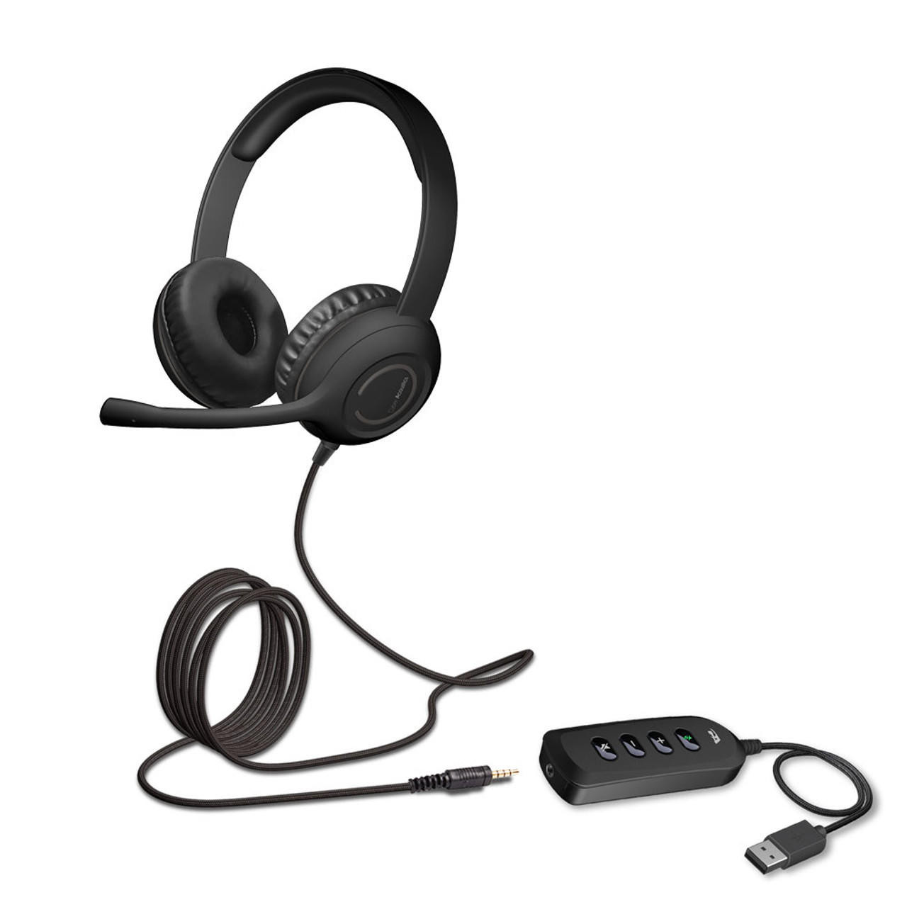 Cyber Acoustics AC-5812 USB or 3.5mm Stereo Headset with Noise