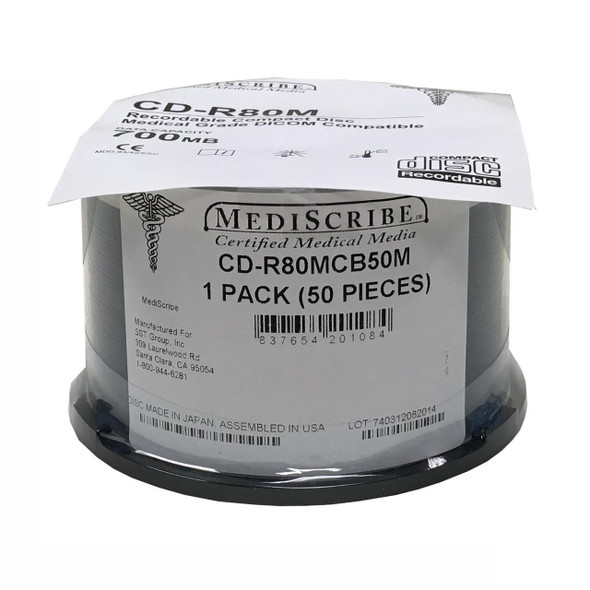  MediScribe Medical Grade CD-R 80 Min 700MB Branded 50 pcs. Cake Box 