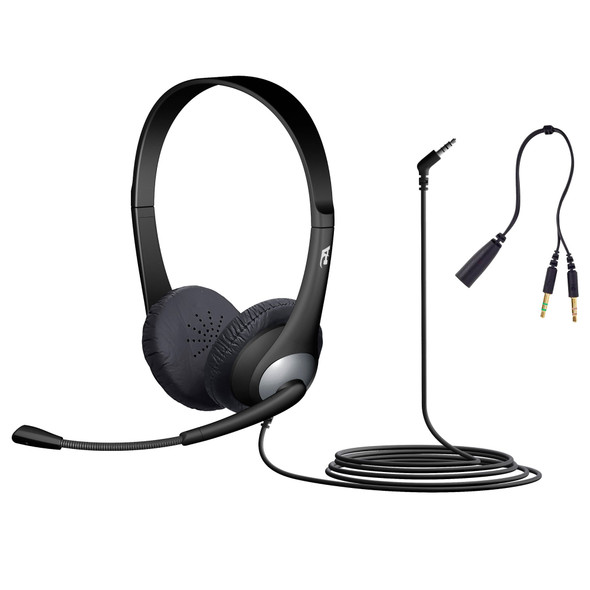 Cyber Acoustics AC-204 Stereo Headset w/ Single 3.5mm Plug and Y-adapter