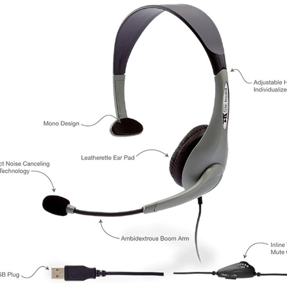  Cyber Acoustics AC-840 USB Mono Headset 