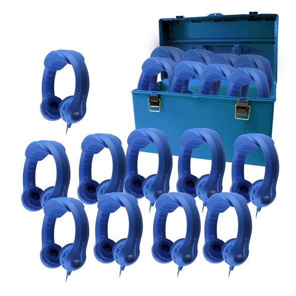  HamiltonBuhl Lab Pack of 18 Blue Flex-Phones™ Indestructible Foam Headphones for Early Learners 