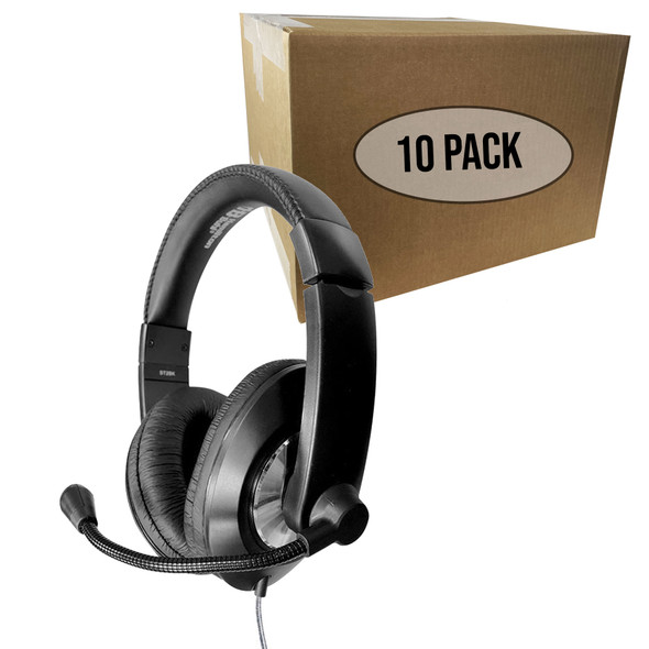 HamiltonBuhl Hamilton Buhl 10 Pack Smart-Trek Deluxe Stereo Bulk School Headset with In-Line Volume Control and USB Plug