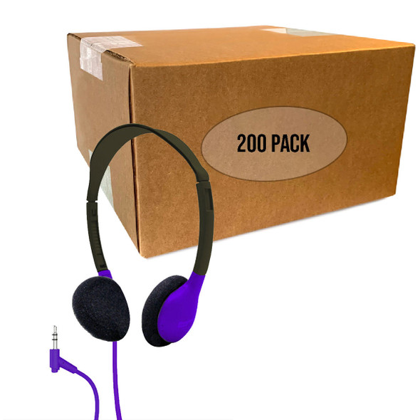  HamiltonBuhl Personal On-Ear Stereo Headphone – PURPLE - 200 Pack 