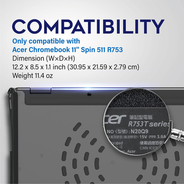  IBENZER Hexpact SecureLock Case for Chromebook 11'' Acer Spin 511 R753 - Black 