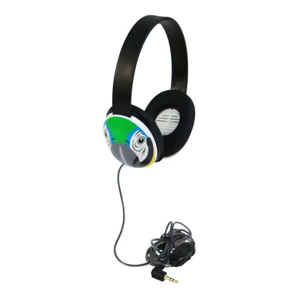 Califone Listening First 2810-BE Over-Ear Stereo Headphones, Inline Volume Control, 3.5mm Plug, Parrot