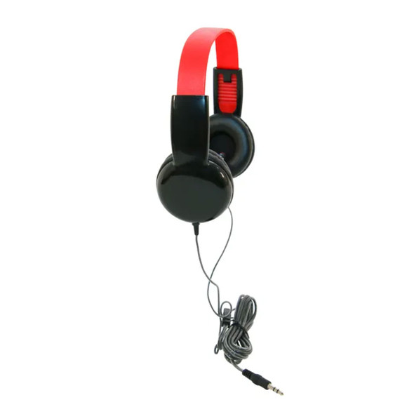 Califone KH-12V BK Pre-K On-Ear Headphones with In-line Volume Control, 3.5mm, Black/Red