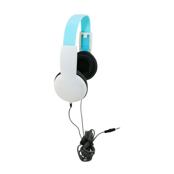 Califone KH-12V WH Pre-K On-Ear Headphones with In-line Volume Control, 3.5mm, Light Blue/White