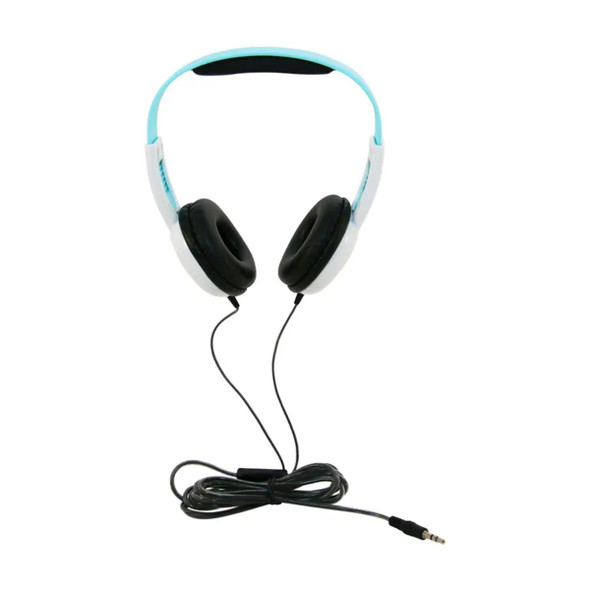 Califone KH-12V WH Pre-K On-Ear Headphones with In-line Volume Control, 3.5mm, Light Blue/White