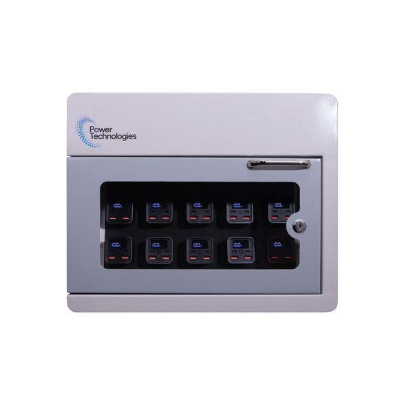 Power Technologies PowerVault, 10 Bay Secure Battery Charging Cabinet w/ 5 Power Bank Batteries