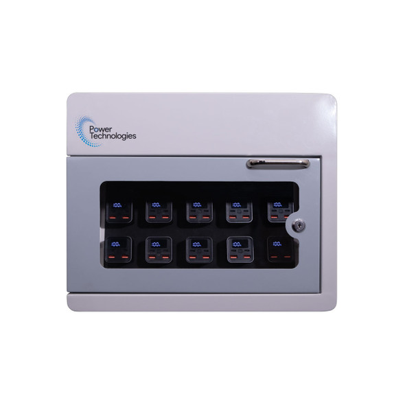 Power Technologies PowerVault, 10 Bay Secure Battery Charging Cabinet w/ 10 Power Bank Batteries