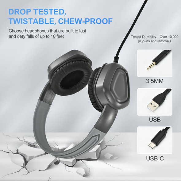 TechProtectus USB Noise Cancelling rugged headphone-with an Inline Mic