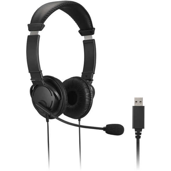 Kensington Classic Headset, USB Plug, Adjustable Mic & Volume Control