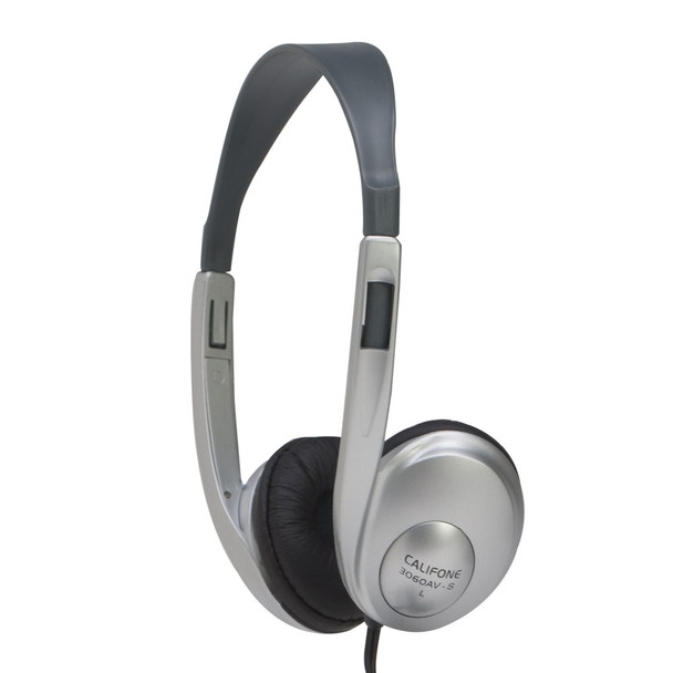 Califone 3060AVS Lightweight Multimedia Stereo Silver Headphones no Volume Control
