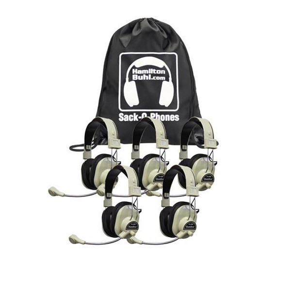  HamiltonBuhl Sack-O-Phones 5 Pc. HA-66M Deluxe Multimedia Headsets with Mic 
