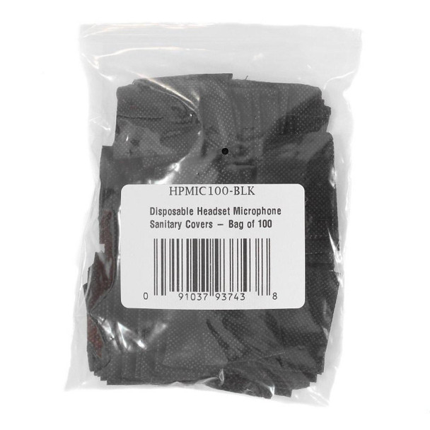 Encore Data Products Disposable Headset Microphone Sanitary Covers Black - Bag of 100 