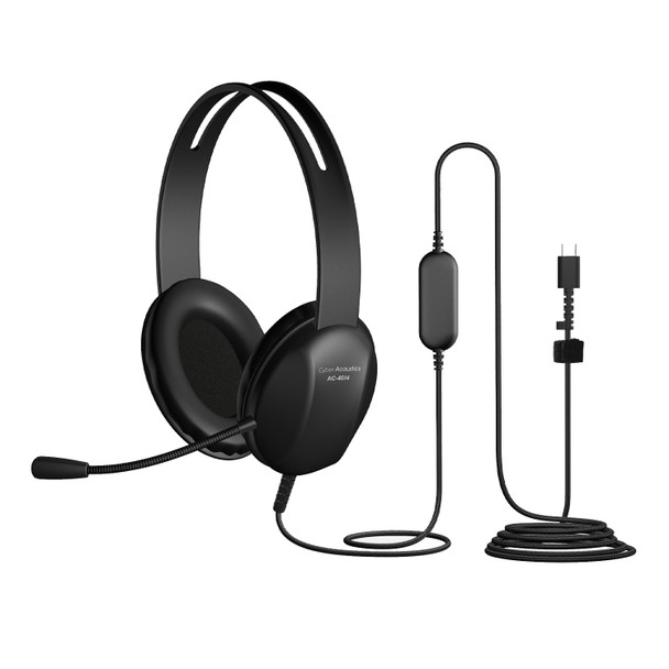 Cyber Acoustics AC-4014 Durable USB-C Headset Ideal for K-5 Students