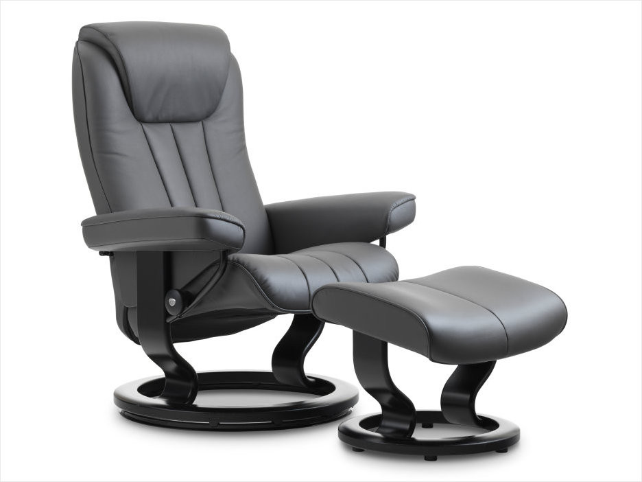 Stressless Bliss Medium Recliner and Ottoman | Classic Base