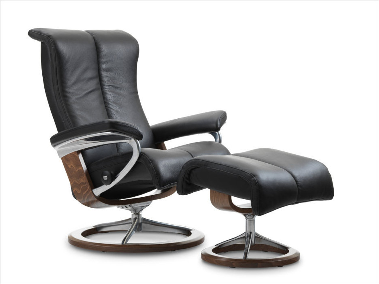 Stressless Piano Base Signature Ottoman or Unwind - Series Powered Recliner- Comfort Furniture Leg