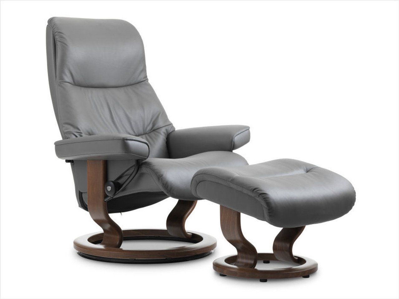 Large Base Stressless Classic Recliner View and Ottoman- Option