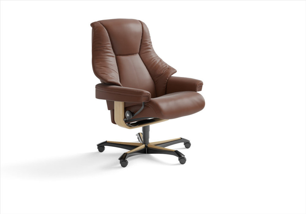 Stressless Consul Executive Office Desk Chair in Paloma Cream Leather