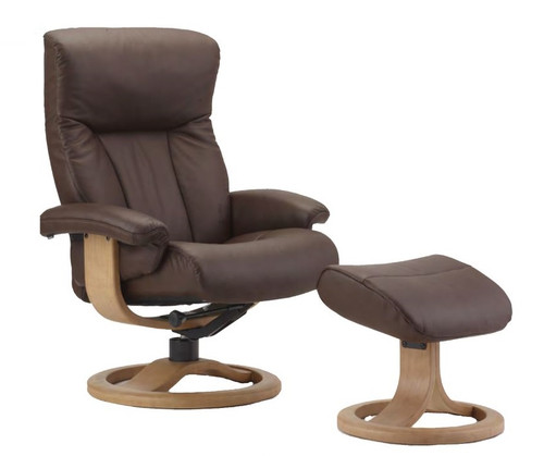 Fjords Scandic Recliner and Footstool- Cacao Soft Line Leather