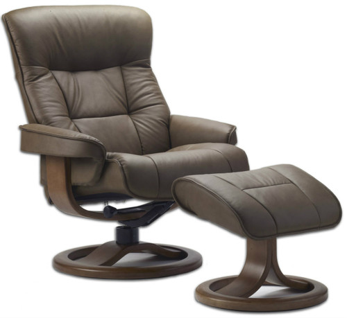 Fjords Bergen Recliner shown in Cappucino Nordic Line Leather.