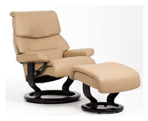 Large Sized Stressless Capri Recliner and Ottoman- Choose the Classic Hourglass Base Option at Unwind.