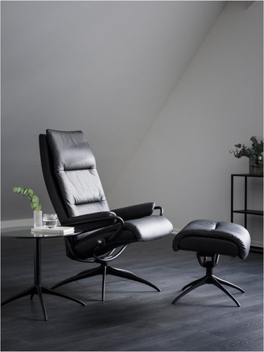 Stressless Tokyo High-Back Recliner with Standard Base and Ottoman